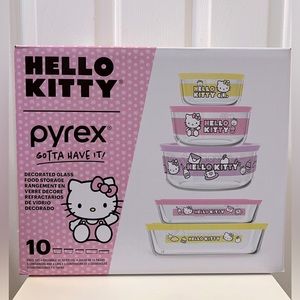 NIB Pyrex Hello Kitty Glass Food 10 pc Storage Set